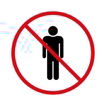 Forbidden Entry Man Pictogram. Ban Men Pedestrian Black Silhouette Icon. Restricted Entrance Red Stop Circle Symbol. No Allowed Access Men Zone Sign. Enter Prohibited. Isolated Vector Illustration.