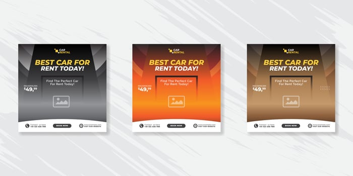 Rent a car banner for social media post template design vector