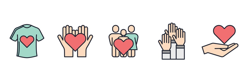 charity set icon symbol template for graphic and web design collection logo vector illustration