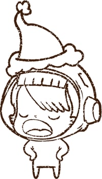 Festive Astronaut Charcoal Drawing vector