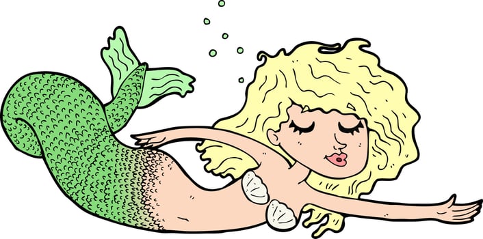 doodle character cartoon mermaid vector