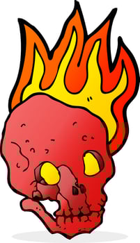 cartoon flaming skull vector