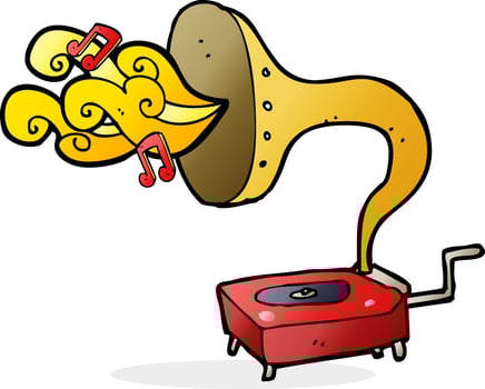 doodle cartoon gramophone vector