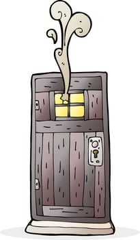 cartoon old wood door vector