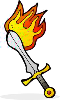 cartoon flaming sword vector
