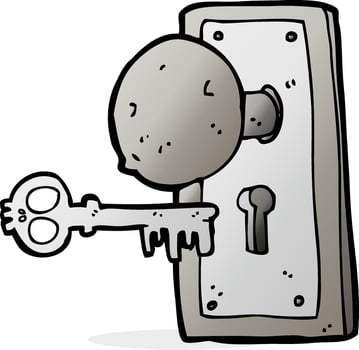 cartoon spooky old door knob vector