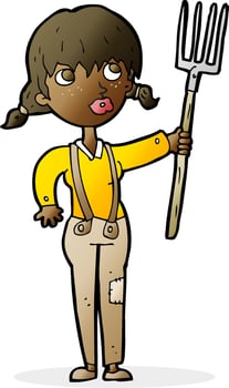 cartoon farmer girl vector
