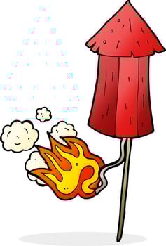 cartoon old firework rocket vector