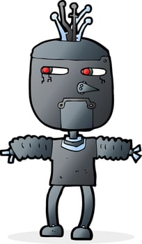 cartoon annoyed robot vector
