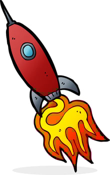 doodle cartoon spaceship vector
