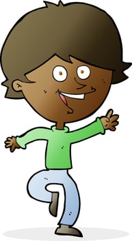 cartoon happy waving boy vector