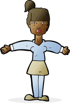 cartoon woman shrugging shoulders vector