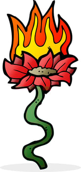 cartoon flower on fire vector
