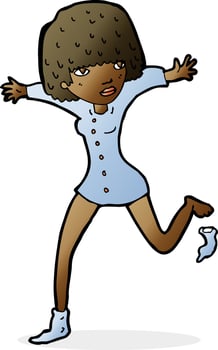 cartoon woman kicking off sock vector