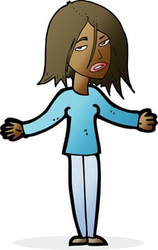 cartoon woman shrugging shoulders vector
