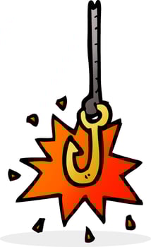 doodle cartoon hook vector