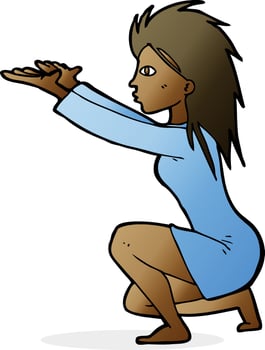 cartoon woman casting spell vector