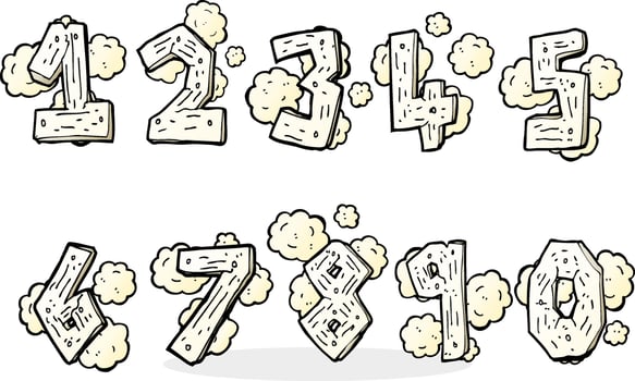 cartoon wooden numbers vector