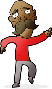 cartoon sad old man pointing vector
