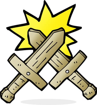 cartoon wooden sword fight vector