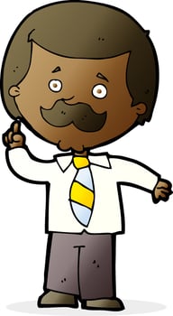 cartoon newsreader man with idea vector