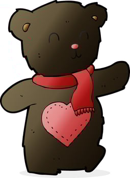 cartoon white teddy bear with love heart vector