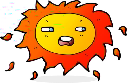 cartoon sad sun vector