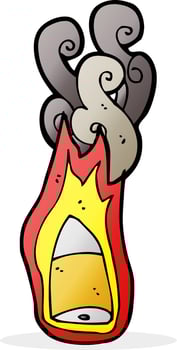 cartoon flaming bullet vector