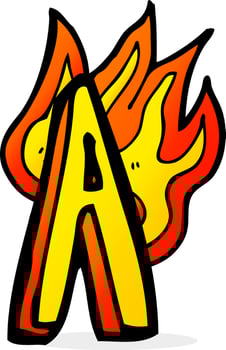 cartoon flaming letter vector
