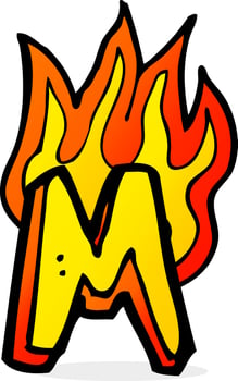 cartoon flaming letter vector