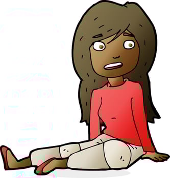 cartoon girl sitting on floor vector