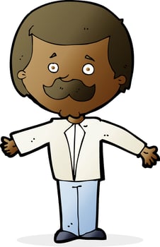cartoon mustache man with open arms vector