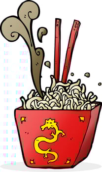 cartoon noodles in box vector