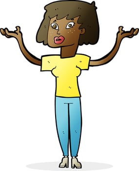cartoon woman holding up hands vector
