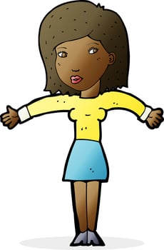 cartoon woman shrugging shoulders vector
