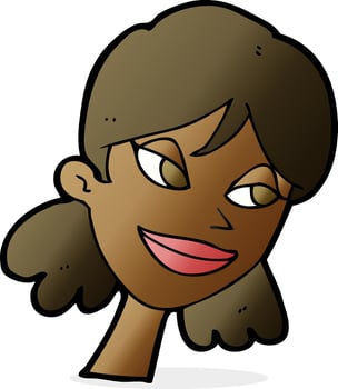 cartoon happy female face vector