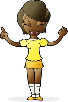 cartoon pretty girl with idea vector