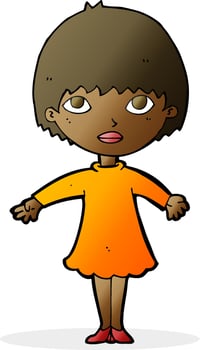 cartoon woman in dress vector