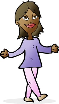 cartoon woman with no worries vector