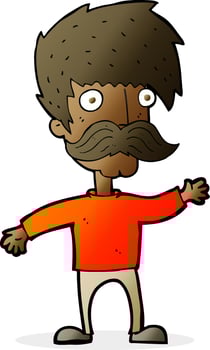 cartoon man with mustache waving vector