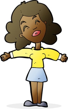 cartoon woman with open arms vector