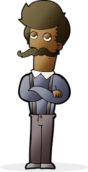 cartoon man with mustache vector