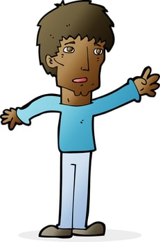 cartoon worried man reaching out vector