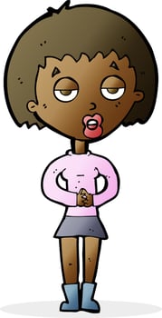 cartoon bored woman waiting vector