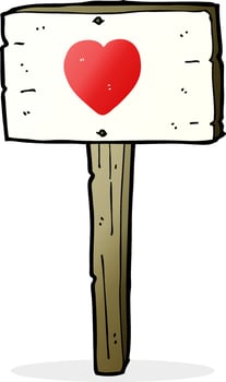 cartoon love heart sign post vector