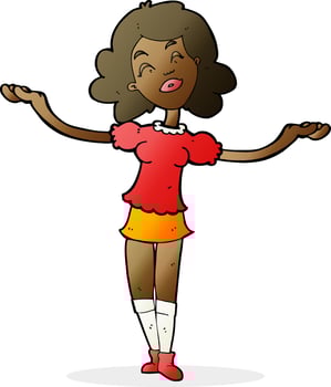 cartoon woman taking praise vector