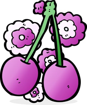doodle cartoon cherries vector
