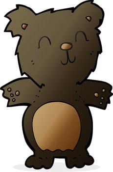 cartoon cute black bear cub vector