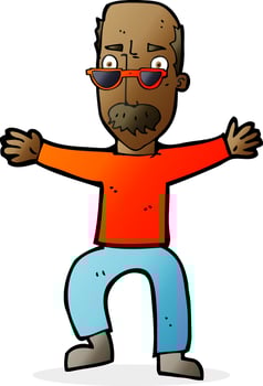 cartoon old man waving arms vector