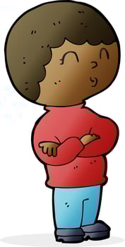 cartoon boy with folded arms vector